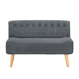 Garvee Canapé 2 Places en Tissu Effet Lin, Pieds en Bois, Style Rétro, Gris, pour Salon et Chambre - Gris
