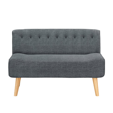 Garvee Canapé 2 Places en Tissu Effet Lin, Pieds en Bois, Style Rétro, Gris, pour Salon et Chambre