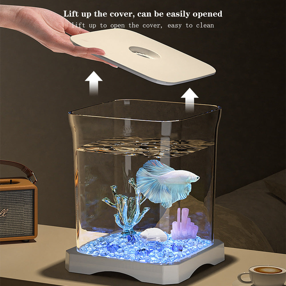 Ensemble complet d'aquarium Garvee pour poissons combattants avec filtre, en verre de 7,5 litres, compact et décoratif pour la maison et le bureau.