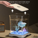 Aquarium Garvee pour poissons combattants, 7,5 litres, ensemble complet avec filtre et verre décoratif pour la maison et le bureau - Blanc