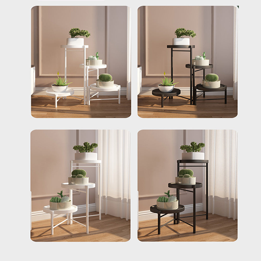 Support à plantes en métal à 4 niveaux Garvee, pliable, pour jardin, balcon, salon, 64 cm, blanc