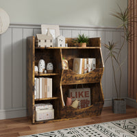 Étagère à jouets Garvee pour enfants, à 3 niveaux et 5 compartiments, en MDF robuste, multifonctionnelle pour chambre et crèche, compacte et blanche.