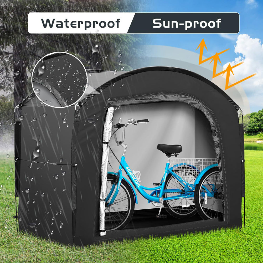 Abri à vélos Garvee pour 4 à 5 vélos, résistant aux intempéries et aux UV, tissu Oxford 210D, dimensions : 220 x 150 x 185 cm, couleur argent.
