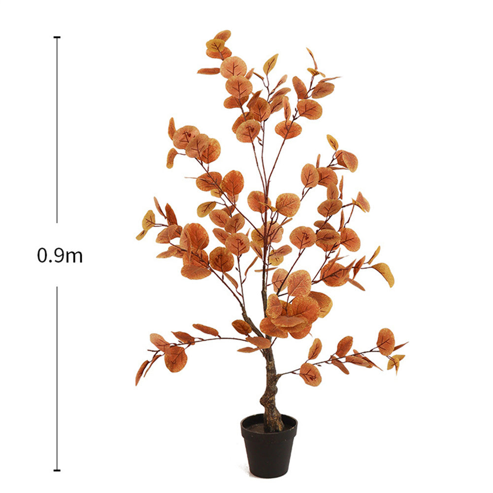 Ensemble de 2 eucalyptus artificiels Garvee de 90 cm, aspect automnal réaliste, entretien facile, pot en plastique, décoration polyvalente pour salon et bureau, vert