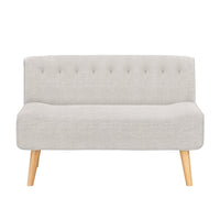 Garvee Canapé 2 Places en Tissu Effet Lin, Pieds en Bois, Style Rétro, Beige, pour Salon et Chambre