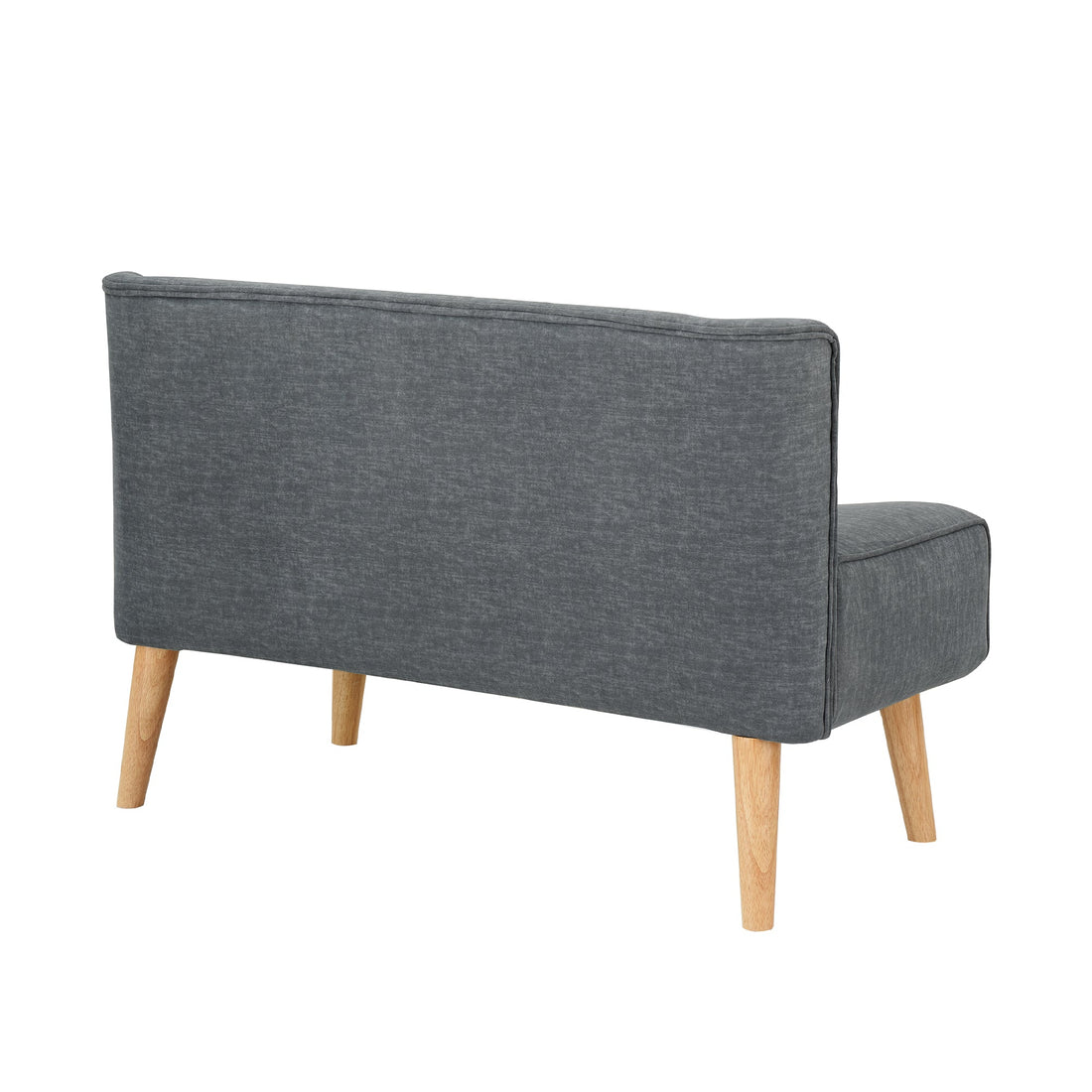 Canapé Garvee 2 places, revêtement en tissu aspect lin, pieds en bois, compact, gris, salon, chambre, salle de jeux, 117 x 56 x 78 cm
