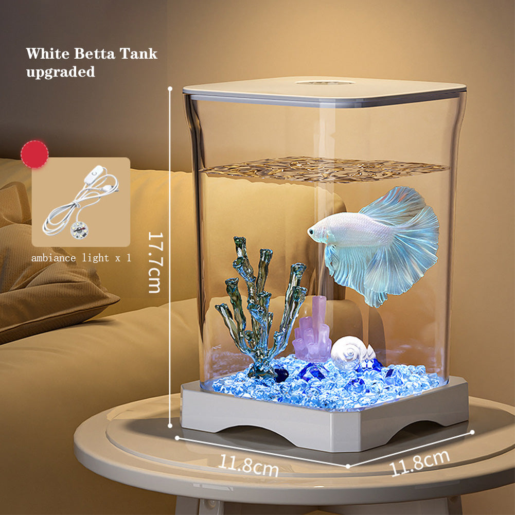 Ensemble complet d'aquarium Garvee pour poissons combattants avec filtre, en verre de 7,5 litres, compact et décoratif pour la maison et le bureau.
