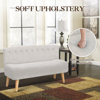 Garvee Canapé 2 Places en Tissu Effet Lin, Pieds en Bois, Style Rétro, Beige, pour Salon et Chambre