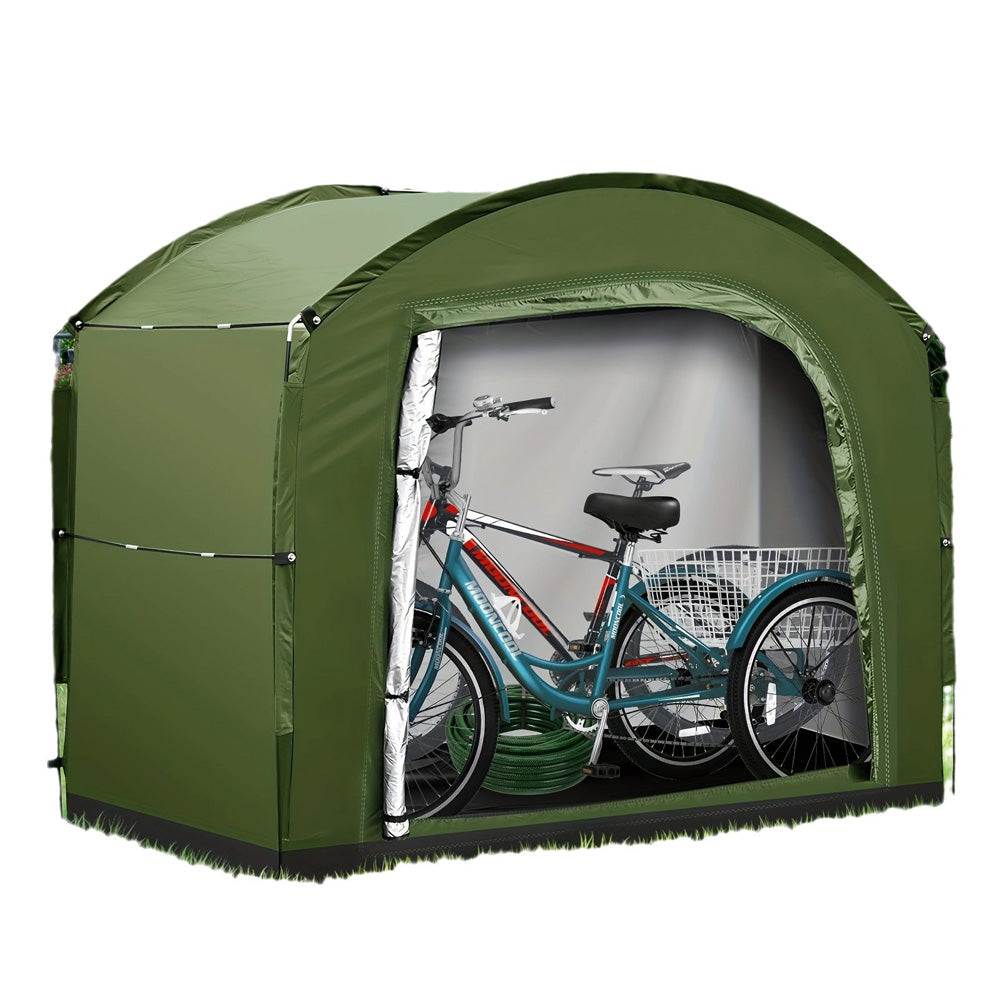 Abri à vélos Garvee pour 4 à 5 vélos, résistant aux intempéries et aux UV, tissu Oxford 210D, dimensions : 220 x 150 x 185 cm, couleur argent.