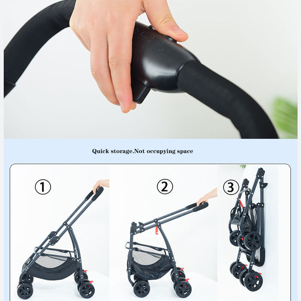 Poussette pliable 3 en 1 Garvee pour animaux de compagnie – Avec panier de rangement, fenêtre en filet, portable, jusqu'à 25 kg, noire