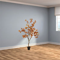 Eucalyptus artificiel Garvee de 90 cm avec feuilles réalistes, pot en plastique, décoration automnale pour l'intérieur et les fêtes