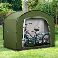 Abri à vélos Garvee pour 4 à 5 vélos, résistant aux intempéries et aux UV, tissu Oxford 210D, dimensions : 220 x 150 x 185 cm, couleur argent.