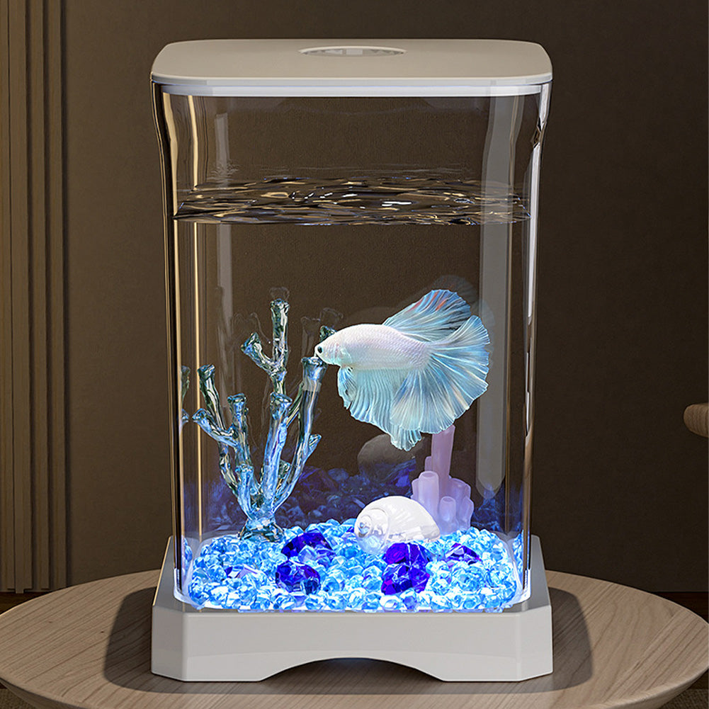 Ensemble complet d'aquarium Garvee pour poissons combattants avec filtre, en verre de 7,5 litres, compact et décoratif pour la maison et le bureau.