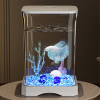 Aquarium Garvee pour poissons combattants, 7,5 litres, ensemble complet avec filtre et verre décoratif pour la maison et le bureau