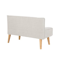 Garvee Canapé 2 Places en Tissu Effet Lin, Pieds en Bois, Style Rétro, Beige, pour Salon et Chambre