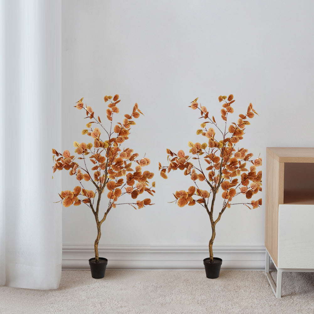 Eucalyptus artificiel Garvee de 90 à 120 cm avec branches ajustables et tiges en soie, facile d'entretien, avec pot pour salon et bureau, vert