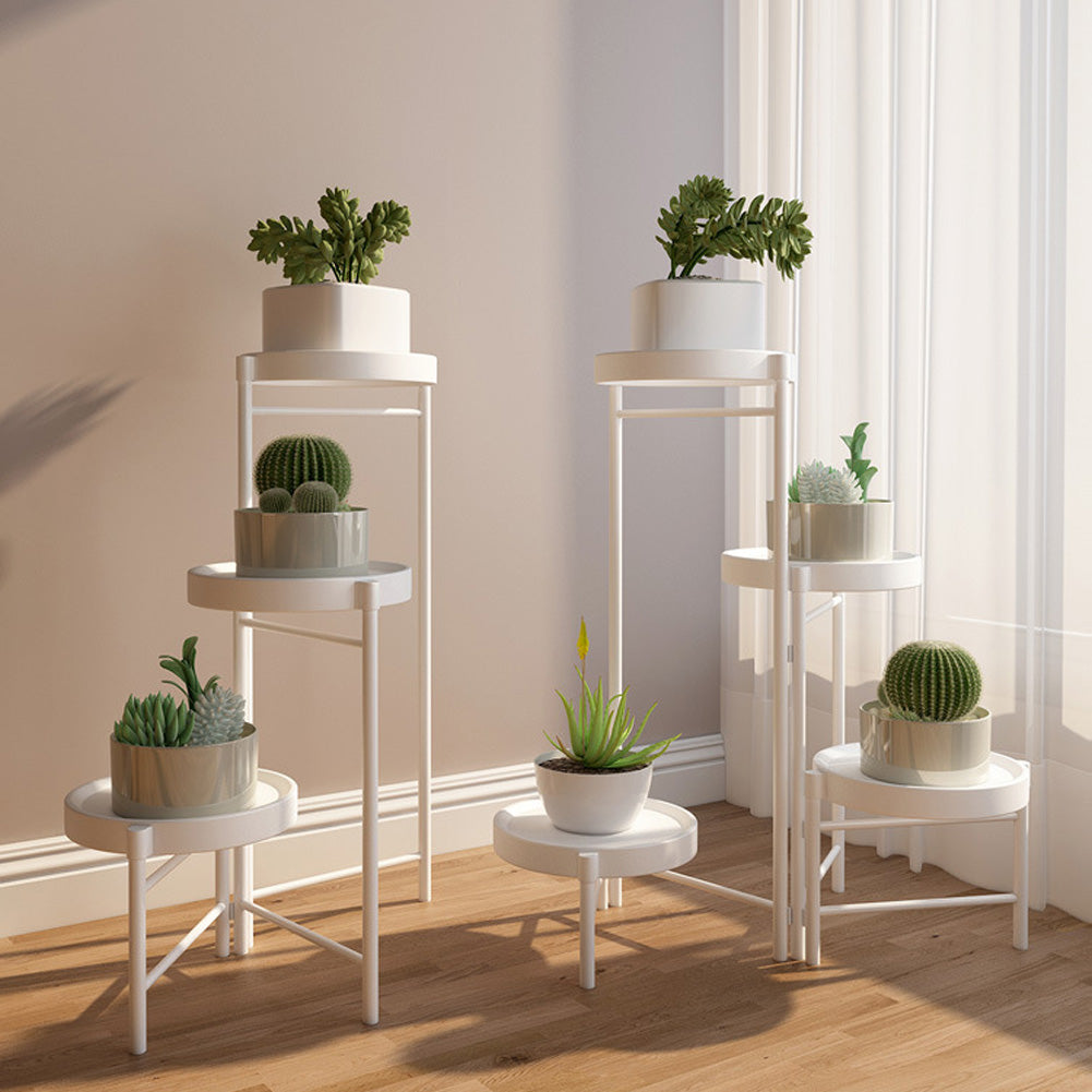 Support à plantes en métal à 4 niveaux Garvee, pliable, pour jardin, balcon, salon, 64 cm, blanc