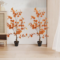 Ensemble de 2 eucalyptus artificiels Garvee de 90 cm, aspect automnal réaliste, entretien facile, pot en plastique, décoration polyvalente pour salon et bureau, vert