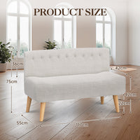 Garvee Canapé 2 Places en Tissu Effet Lin, Pieds en Bois, Style Rétro, Beige, pour Salon et Chambre