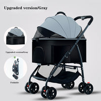 Poussette pliable 3 en 1 Garvee pour animaux de compagnie – Avec panier de rangement, fenêtre en filet, portable, jusqu'à 25 kg, noire