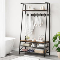 Garvee Porte-manteau simple 100 cm – Structure en métal aspect bois avec banc à chaussures et 5 à 10 crochets pour entrée et salon