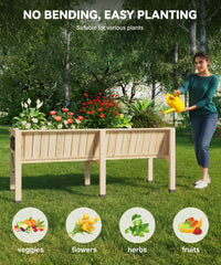 Garvee Jardinière surélevée en cèdre naturel 183 x 66 x 77 cm, avec crochets, stable et ergonomique, pour plantes, patio et balcon, couleur naturelle