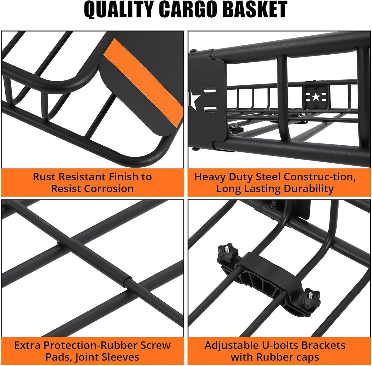 Galerie de toit Garvee 117 x 91 x 11,5 cm avec sac de rangement étanche de 425 litres pour SUV et pick-up, capacité de 90 kg, acier, aérodynamique, extérieur, noir