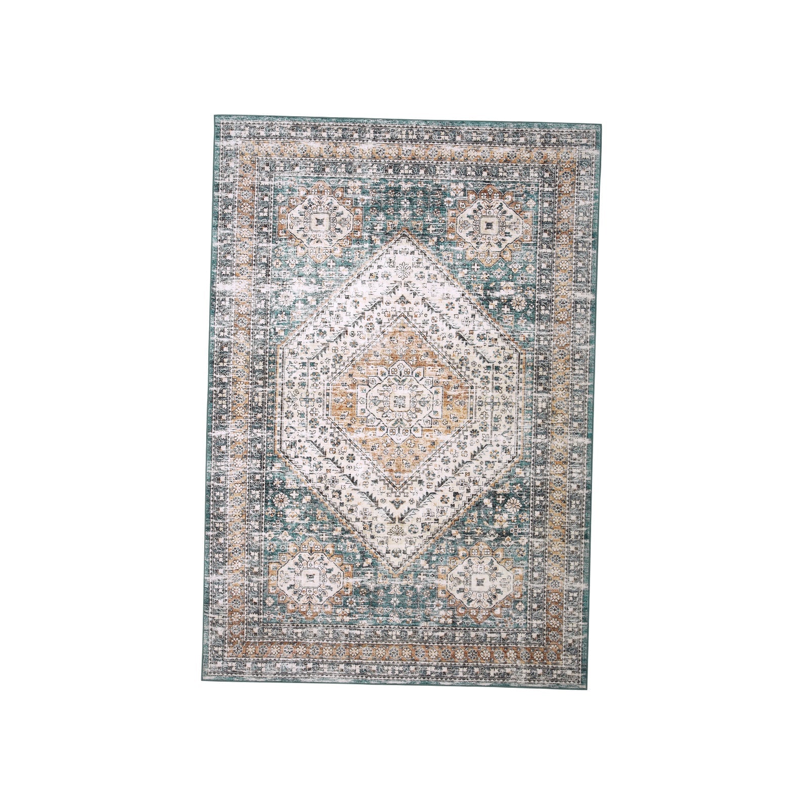 Garvee Waschbarer Teppich 80 x 150 cm Kunstwolle Rutschfest Niedriger Flor Für Schlafzimmer Wohnzimmer Esszimmer