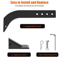 Garvee Lame niveleuse 40,8 cm pour tracteur, 4 dents ripper réglables, acier antirouille, kit 6 pièces pour nivellement et entretien du terrain