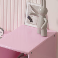 Coiffeuse Garvee Princess avec éclairage LED, miroir triptyque réglable, bois MDF, chaise enfant, salle de jeux, 117 cm (H) x 104 cm (L) x 41 cm (l), blanc