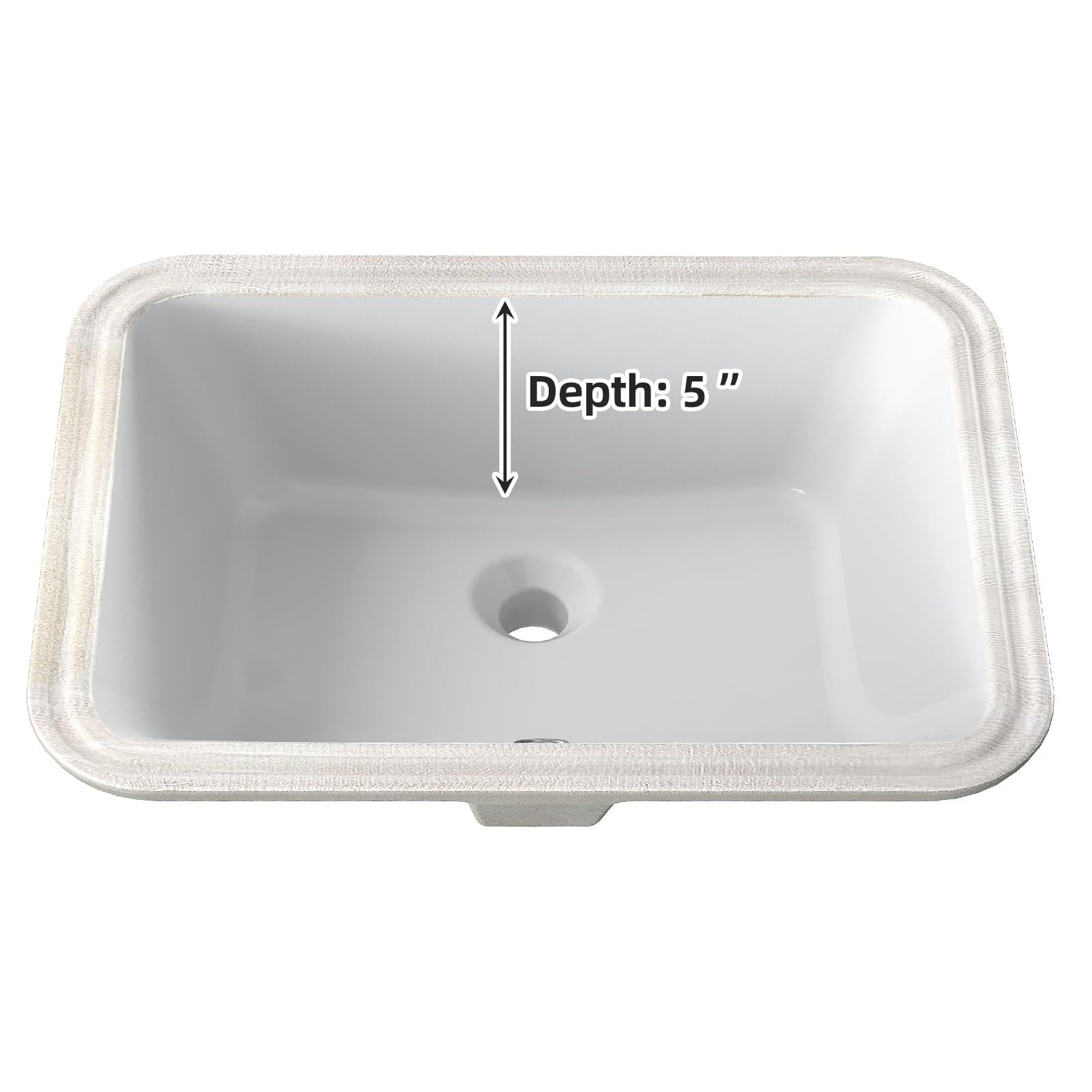 Lavabo encastré en céramique Garvee, rectangulaire, blanc brillant, 51,4 x 38,5 x 20 cm, salle de bain moderne