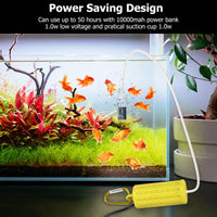 Pompe à air USB Garvee pour aquarium, mini, portable, silencieuse et économe en énergie, en plastique jaune.