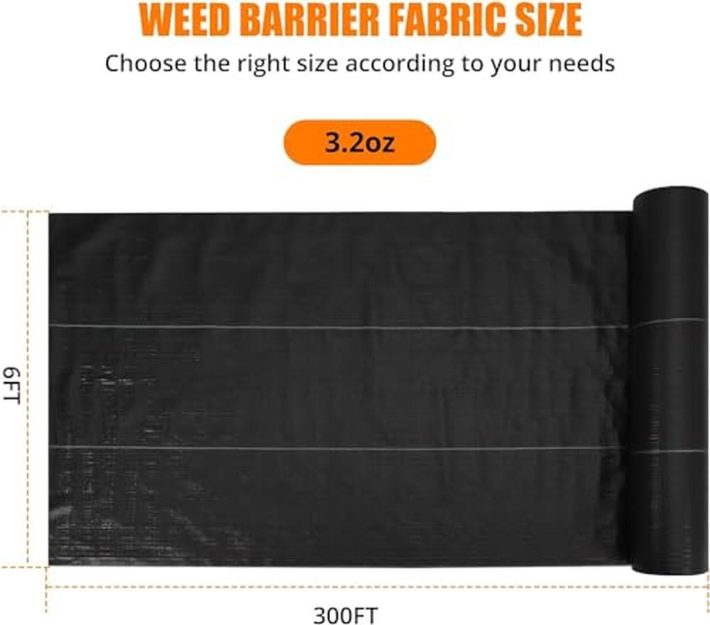 Garvee Toile de Paillage Anti-Mauvaises Herbes 1,52 x 91,44 m, Géotextile 140 g/m², Haute Perméabilité, Pose Facile, Noir