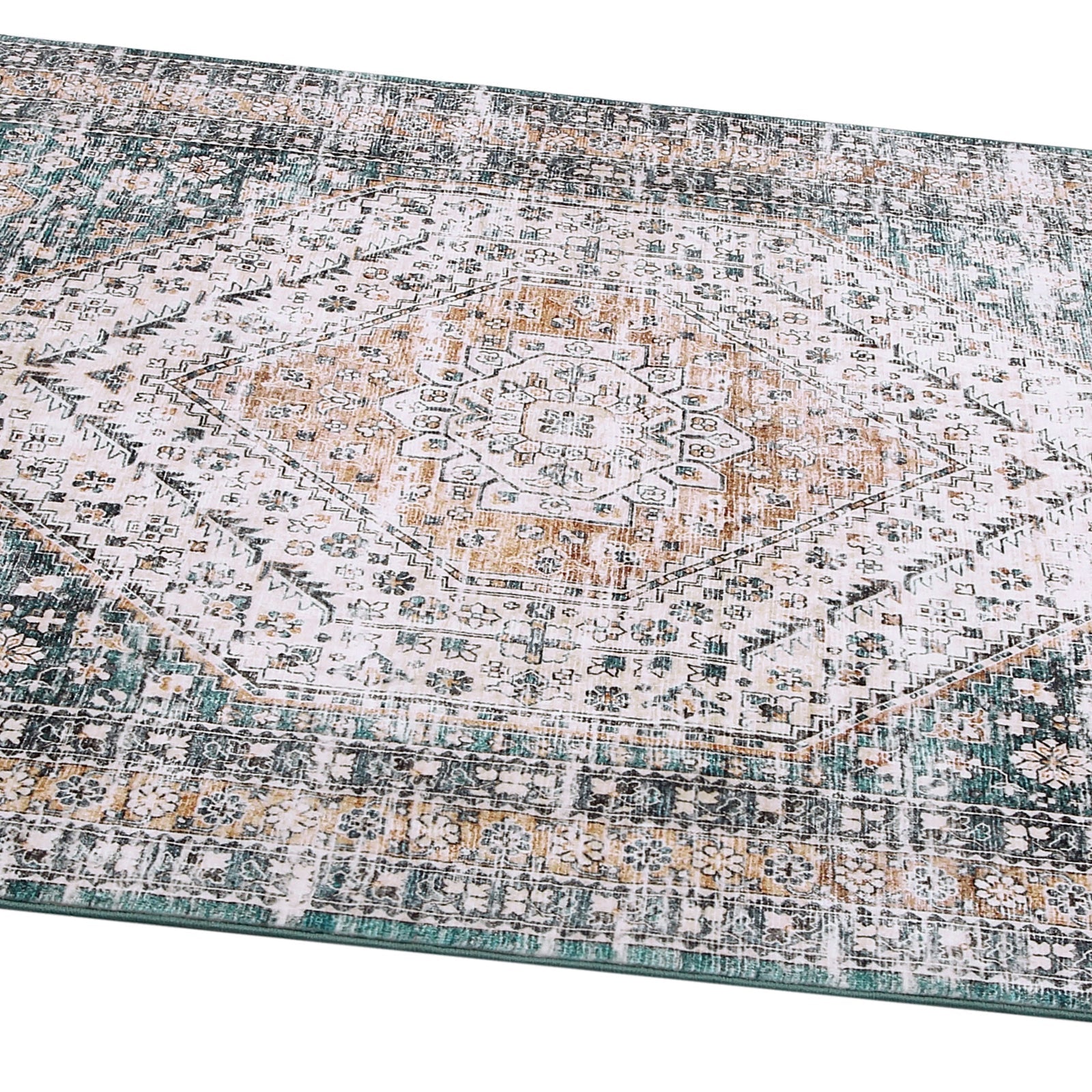Garvee Waschbarer Teppich 80 x 150 cm Kunstwolle Rutschfest Niedriger Flor Für Schlafzimmer Wohnzimmer Esszimmer