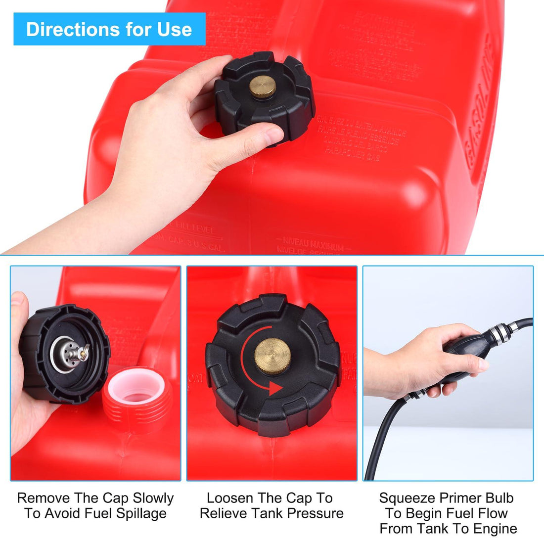 Réservoir de carburant marin portable Garvee de 12 litres (3 gallons) avec poignée en forme de I pour bateaux et kayaks, durable et étanche.
