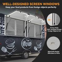Vitrine de vente pour camion-restaurant Garvee, piliers de levage pneumatiques en aluminium de 48 x 36 pouces, double joint, usage extérieur