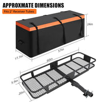 Porte-bagages Garvee pour attelage, 152 x 51 x 15 cm, pliable, cadre en acier, sac étanche, capacité de 90 kg, récepteur d'attelage de 5 cm pour les voyages