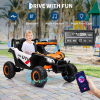 Garvee Voiture électrique enfant 12 V orange, télécommande parentale, LED, musique, USB et Bluetooth, pour extérieur dès 3 ans