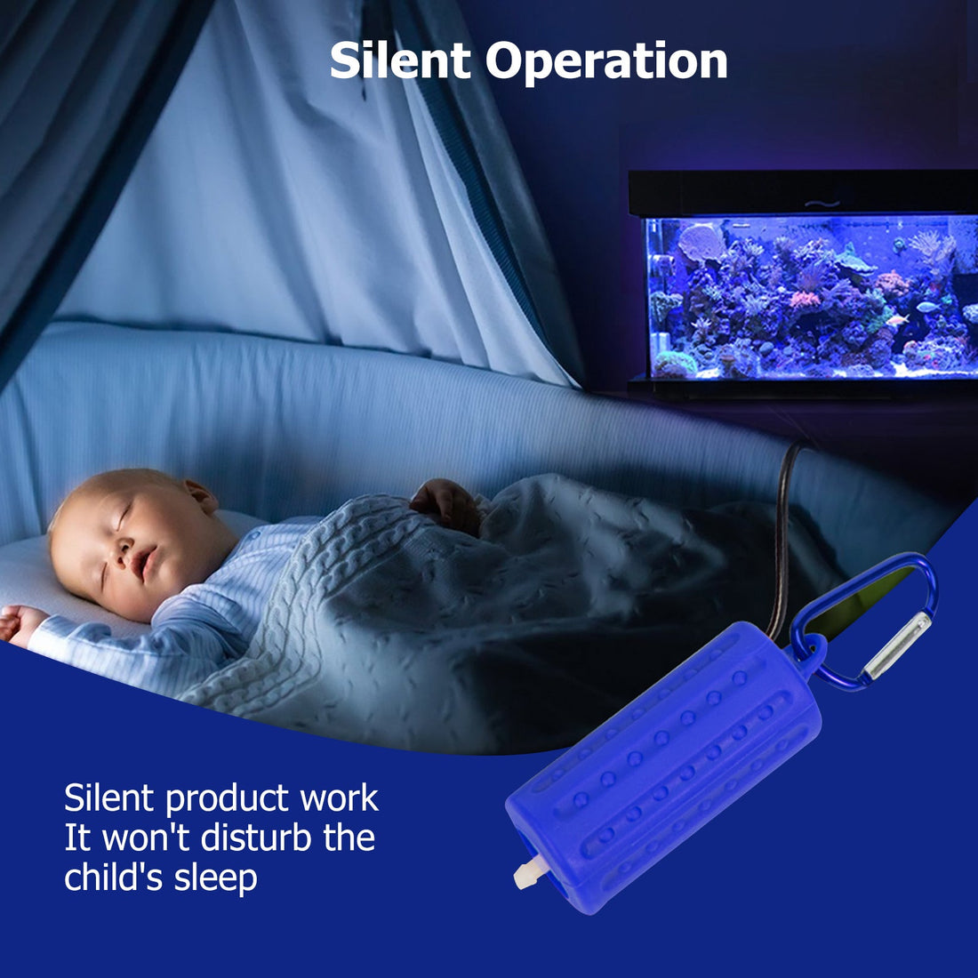 Garvee Pompe à air USB pour aquarium, mini, portable, silencieuse, économe en énergie, tuyau en silicone de 1 m, câble USB de 1,5 m, pour aquariums de petite et moyenne taille.