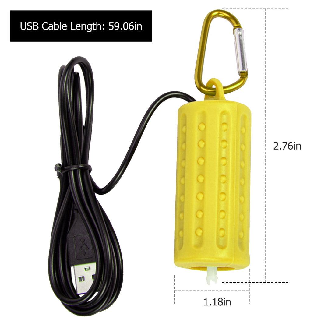 Garvee Pompe à air USB pour aquarium, mini, portable, silencieuse et économe en énergie, en plastique jaune.