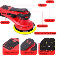 Garvee ponceuse orbitale aléatoire électrique 350 W sans balais, 10 000 tr/min, 150 mm, polissage du bois, faibles vibrations, ergonomique et compacte pour atelier, noire