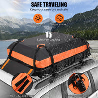 Galerie de toit Garvee 117 x 91 x 11,5 cm avec sac de rangement étanche de 425 litres pour SUV et pick-up, capacité de 90 kg, acier, aérodynamique, extérieur, noir