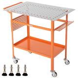 Garvee Établi de Soudage Mobile en Acier Carbone, Plateau Perforé 91x61 cm, Capacité 363 kg, Crochets et Roulettes Verrouillables, Pour Atelier et Garage