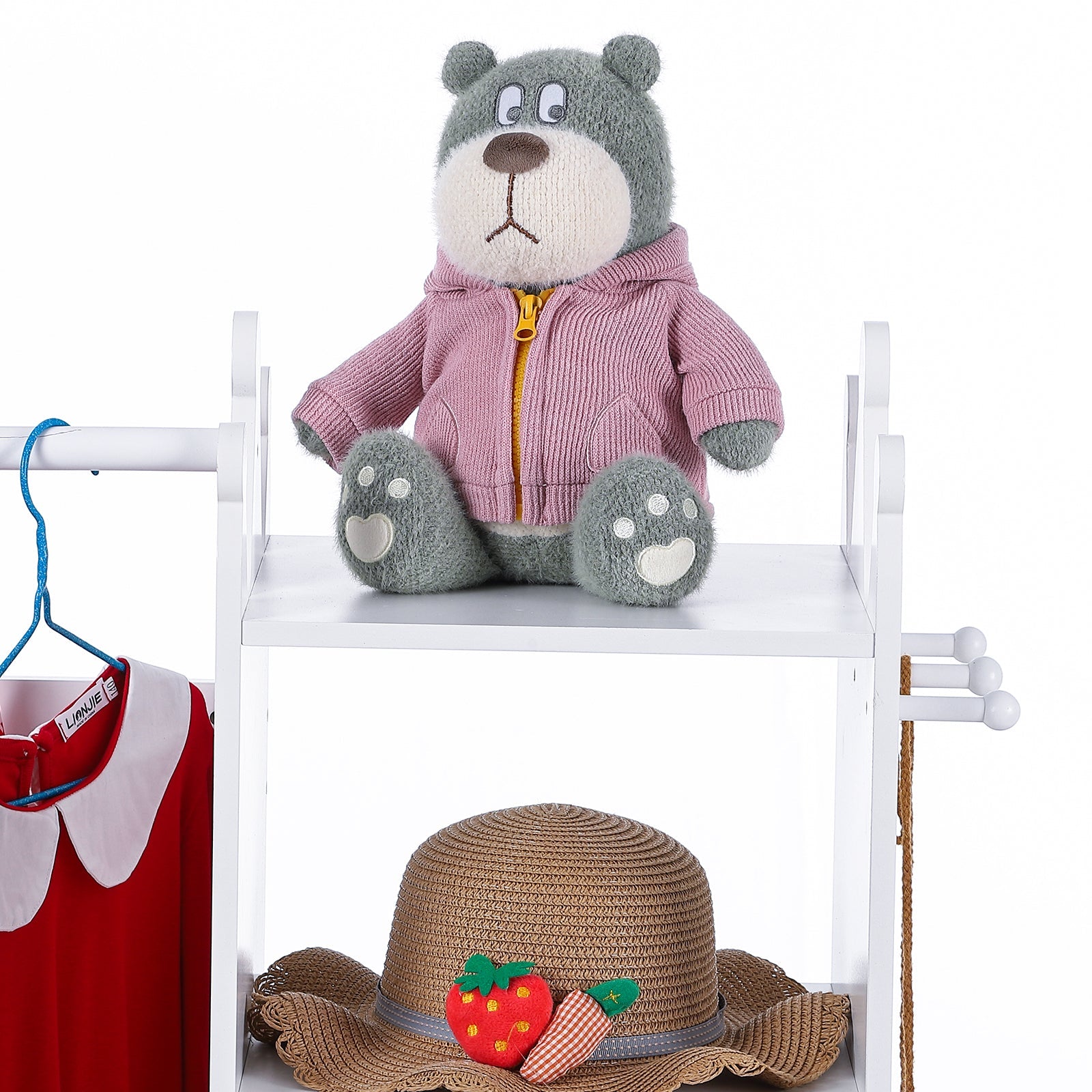 Coffret de rangement Garvee pour déguisements de fille avec lumière et miroir, MDF, rose, chambre d'enfant, 114 x 81 x 48 cm