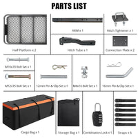 Porte-bagages Garvee pour attelage, 152 x 51 x 15 cm, pliable, cadre en acier, sac étanche, capacité de 90 kg, récepteur d'attelage de 5 cm pour les voyages
