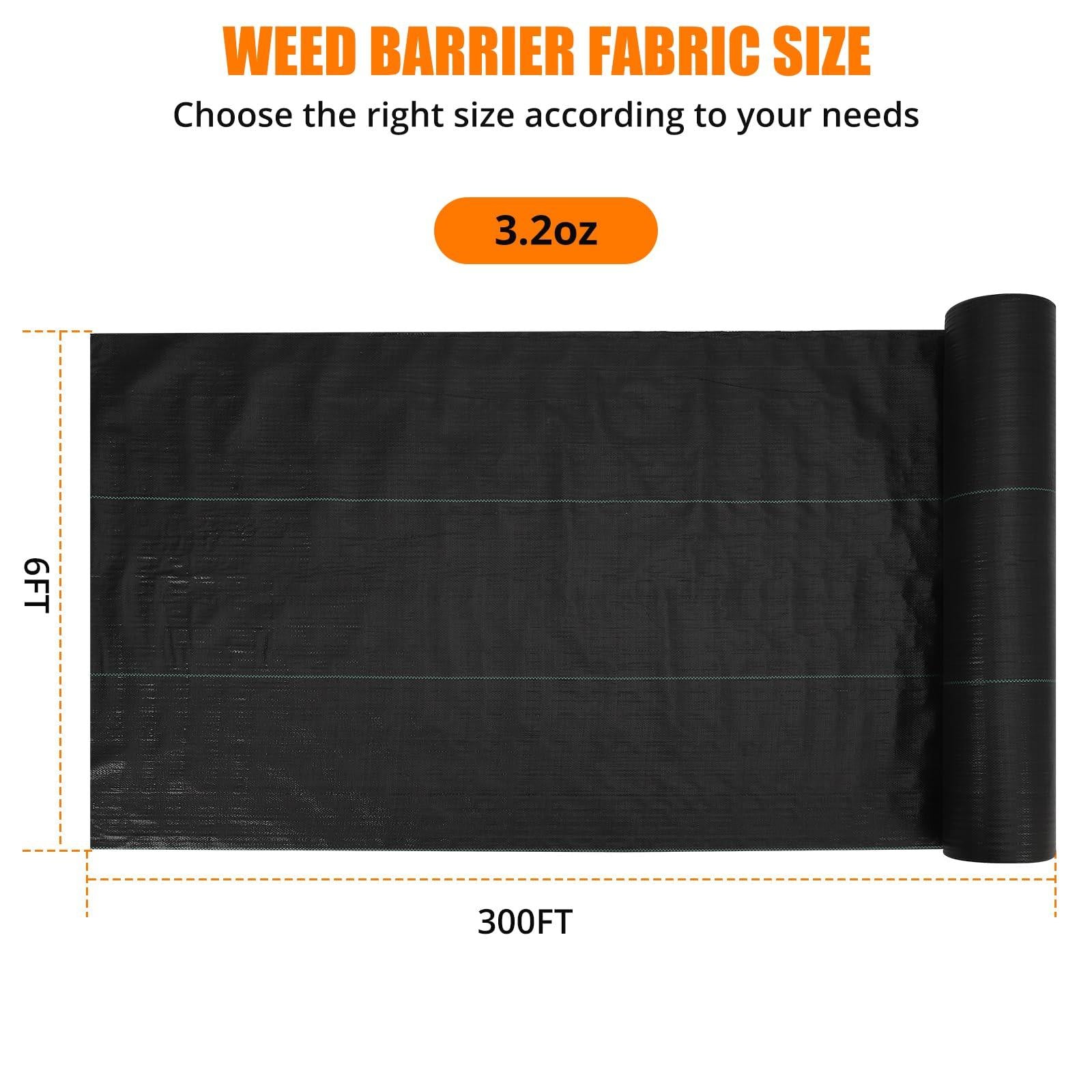 Garvee Toile de Paillage Anti-Mauvaises Herbes 1,98 x 91,44 m, Polypropylène Résistant, Géotextile pour Jardin et Aménagement Paysager, Noir