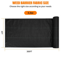 Garvee Toile de Paillage Anti-Mauvaises Herbes 1,98 x 91,44 m, Polypropylène Résistant, Géotextile pour Jardin et Aménagement Paysager, Noir