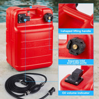 Réservoir portable Garvee Marine de 24 L en PEHD avec tuyau de 3 m et couvercle sécurisé pour une utilisation en bateau et en extérieur. Étanche, robuste et transparent.