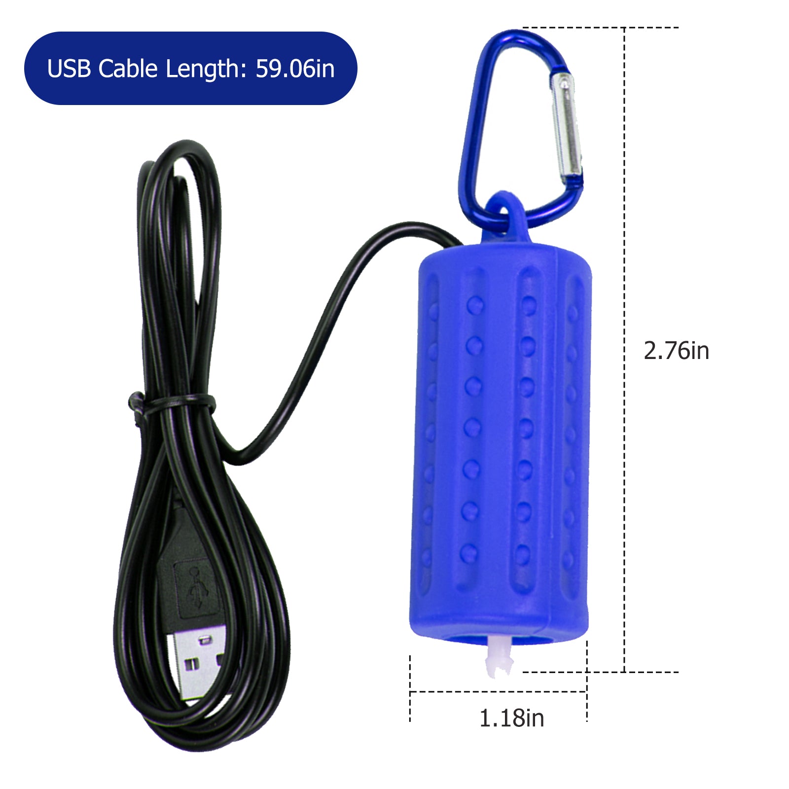 Pompe à air USB Garvee pour aquarium, mini, portable, silencieuse, économe en énergie, tuyau en silicone de 1 m, câble USB de 1,5 m, pour aquariums de petite et moyenne taille.