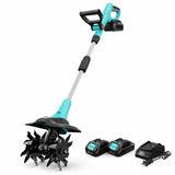 Garvee Motobineuse Électrique Sans Fil 20 V, Largeur de Travail 22,9 cm, Profondeur 16,8 cm, 2 Batteries 2,0 Ah et Chargeur, Noir et Bleu Lac